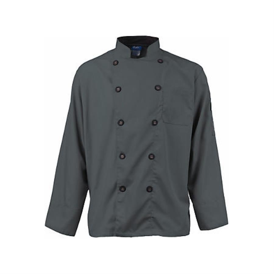 Jacket, Chef, Long Sleeve Active, Men's, Slate, 2XL, 100% Spun-Polyester,1 - 1 EACH
