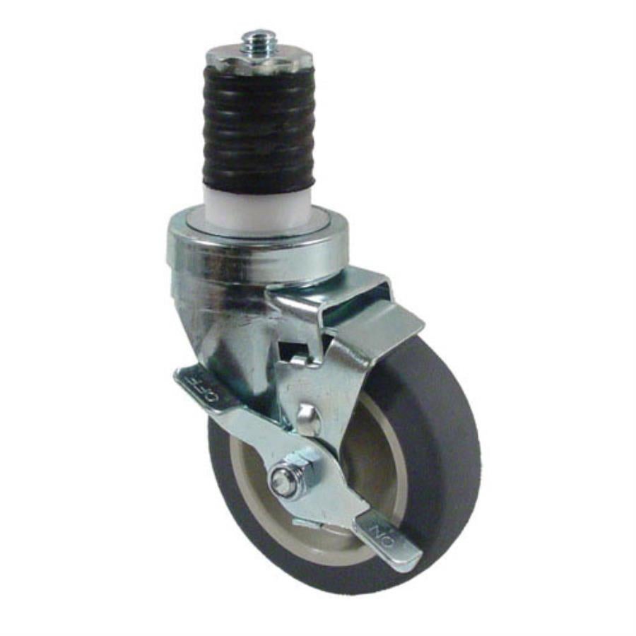 Caster, Stem Swivel, 4 Inch, with 1.625 Inch Expanding Stem & Break, for Cart & Shelf,1 - 1 EACH
