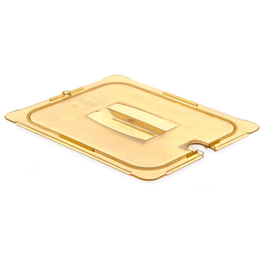 Lid, 12.75 x 10.375 Inch Amber, High Heat Plastic, with Handle & Spoon Notch, for Half-Size Food Pan,6 - 1 EACH