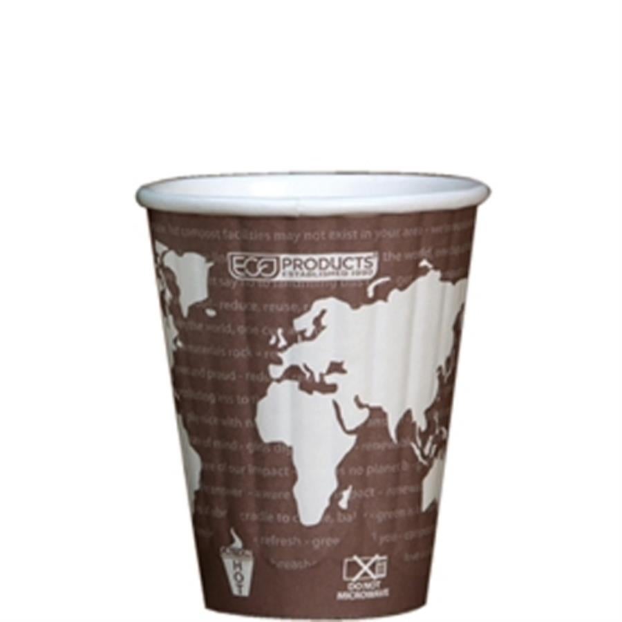 Cups, Hot, 8 Ounce, Paper, Printed, PLA Lined, Compostable,800 - 1 EACH