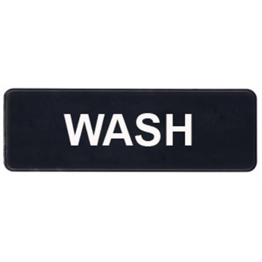 Sign, 3 x 9 Inch, Wash, Black & White, Plastic,1 - 1 EACH