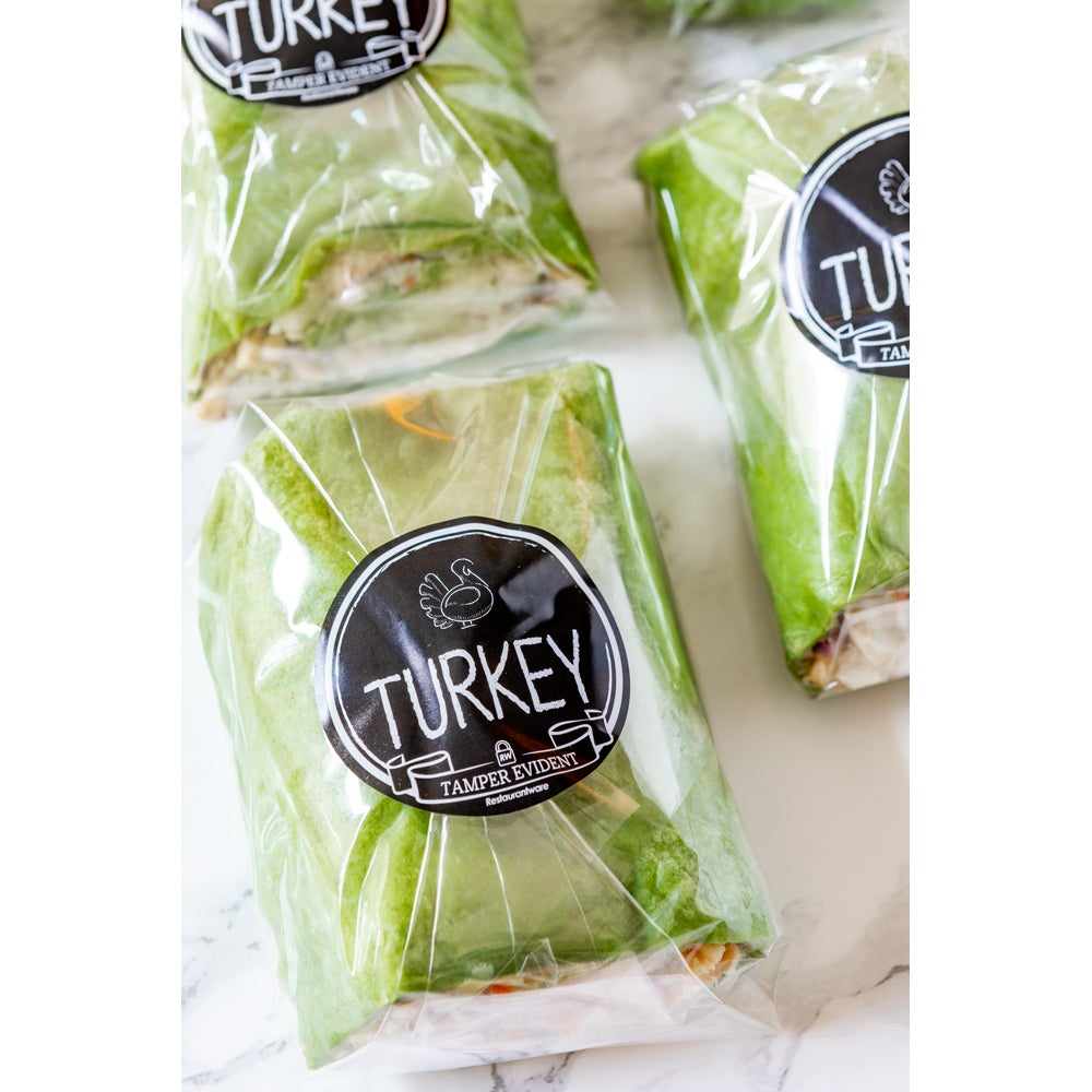 Labels, Tamper-Evident, 2 Inch Round, Turkey, Black with White Font,1 - 500 COUNT