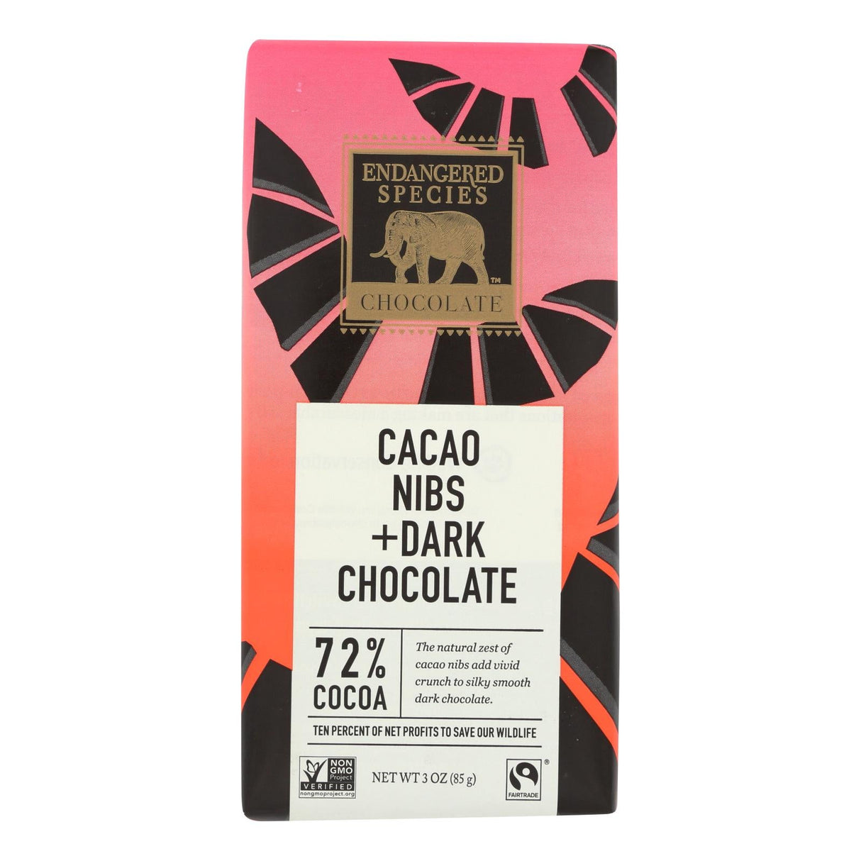 Candy Bars, Dark Chocolate, Bat, with Cacao Nibs,12 - 3 OUNCE