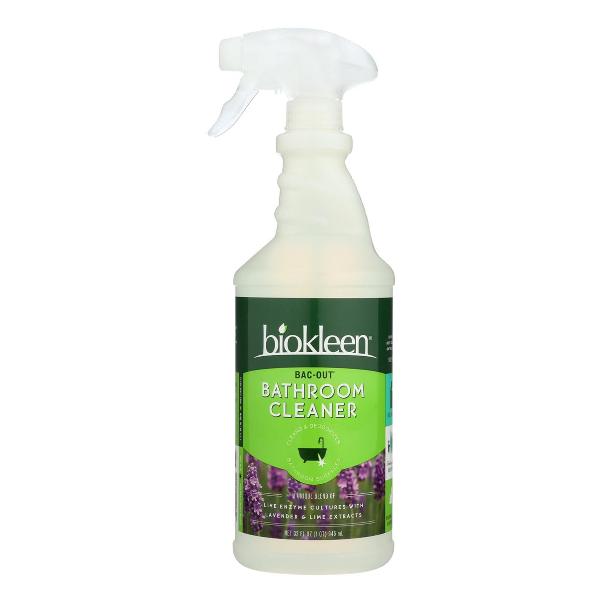 Cleaner & Deodorizer, Bathroom, Ready-to-Use, Bac-Out, Trigger Spray Bottle, with Live Enzyme Cultures, Lavender, & Lime Extract,6 - 32 FLUID