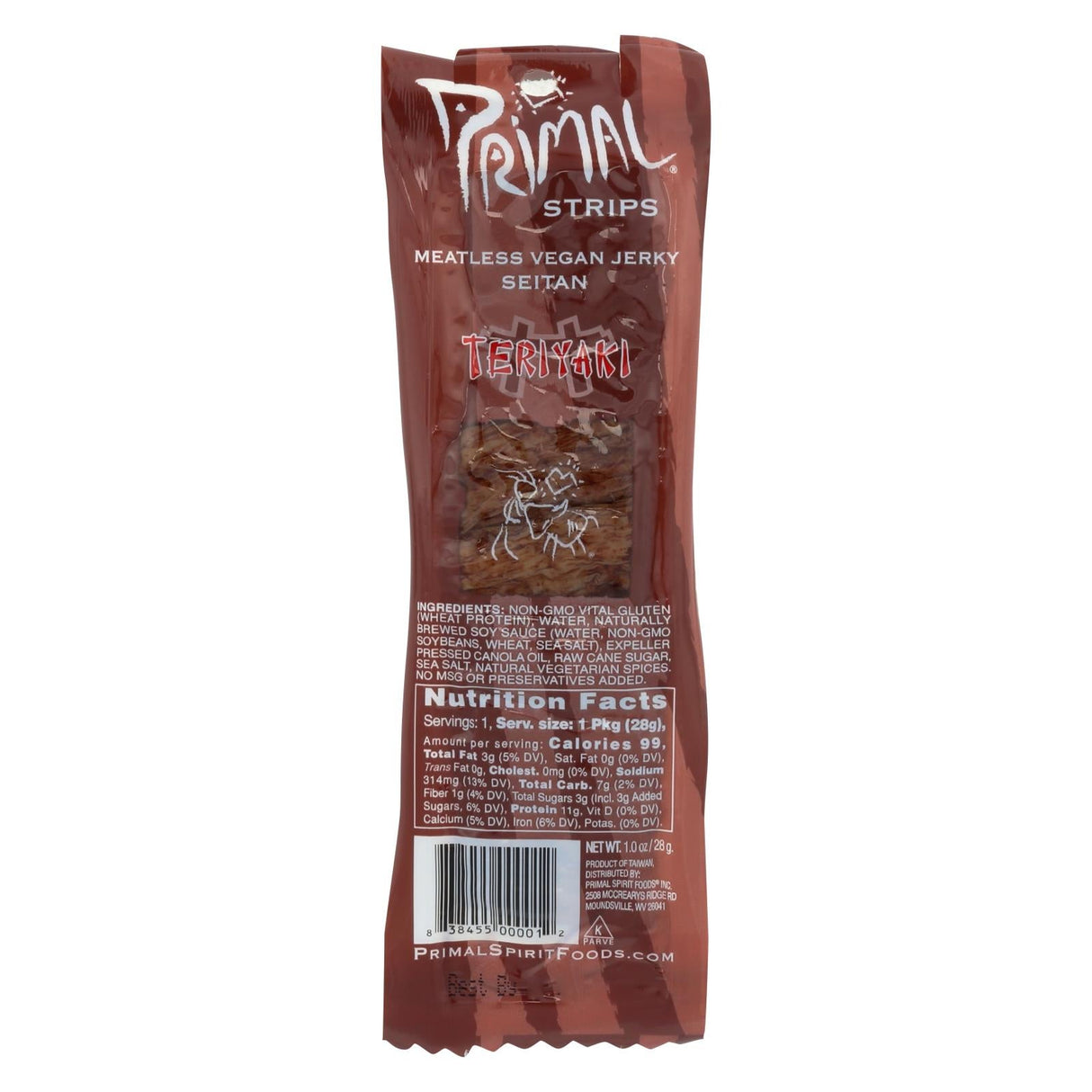 Seitan Jerky, Teriyaki, Single-Serve, Individually-Wrapped,24 - 1 OUNCE