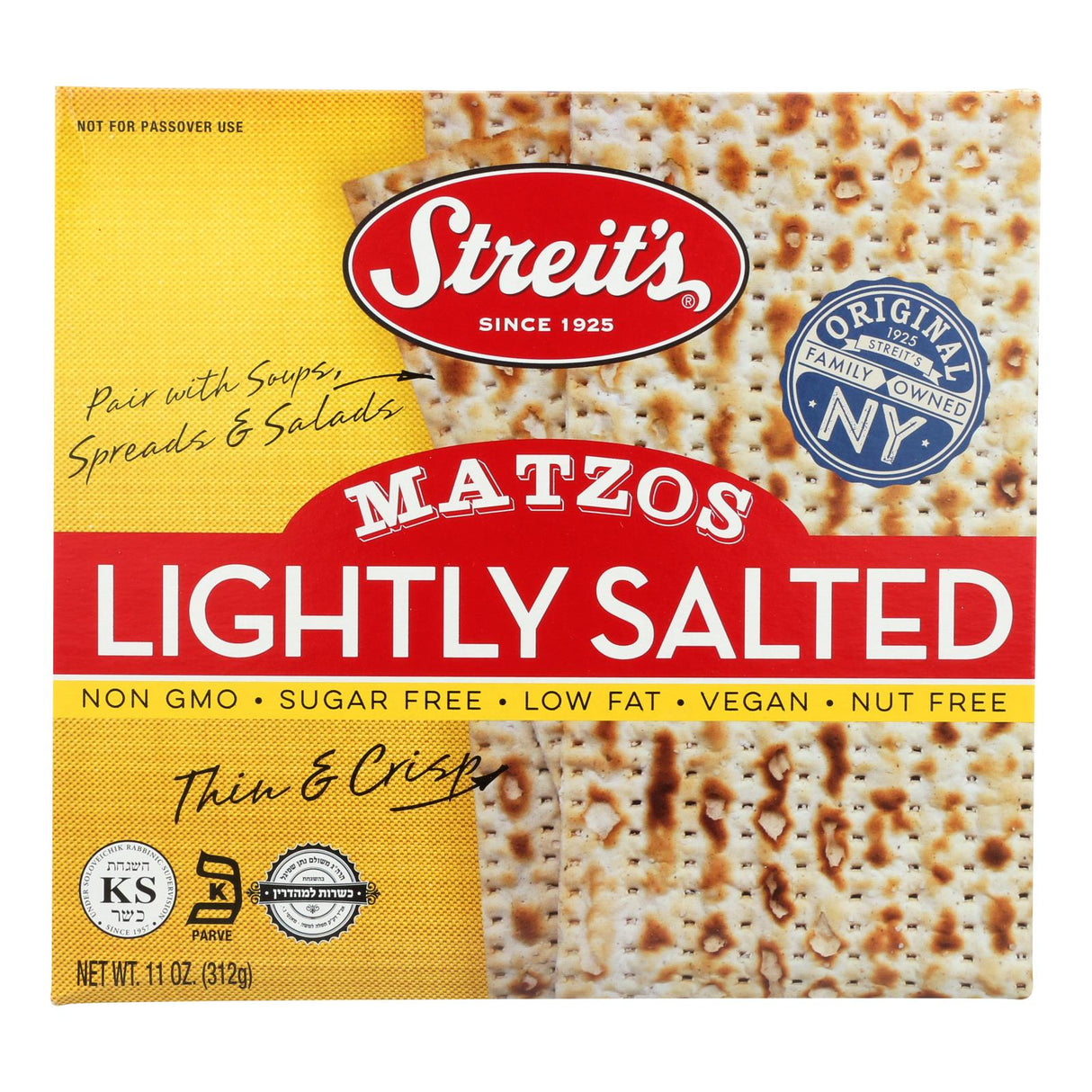 Crackers, Matzo, Lightly Salted,12 - 11 OUNCE