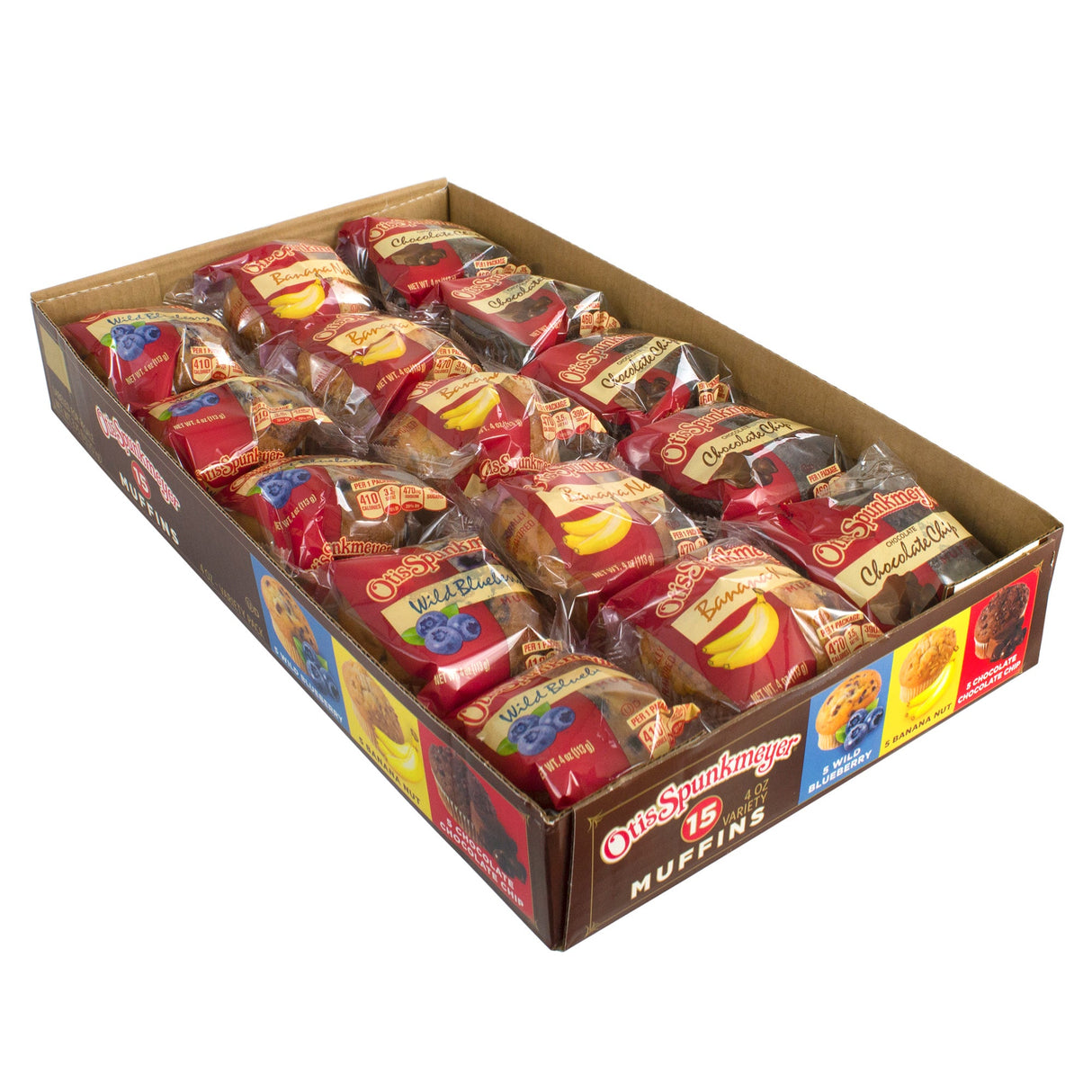 Muffins, 3-Flavor Assortment, Wild Blueberry/Banana Nut/Chocolate Chocolate Chip, Individually-Wrapped,15 - 1 EACH