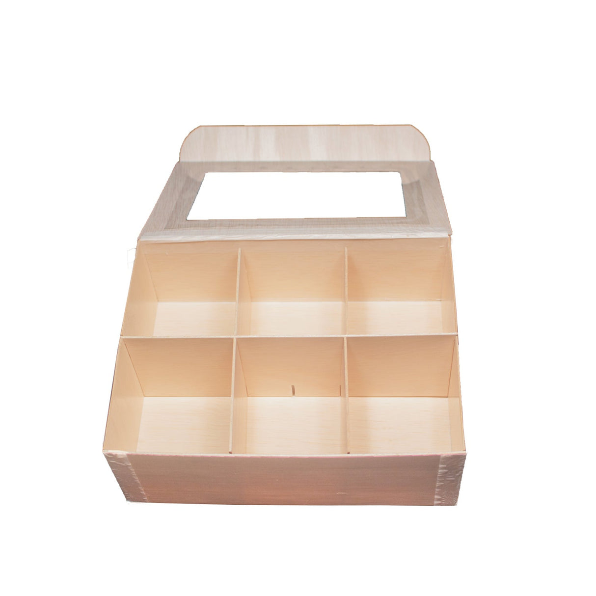 Boxes, Take-Out, Large 8 x 11 x 3 Inch, Wood, with Window Lid & Dividers,2 - 25 COUNT
