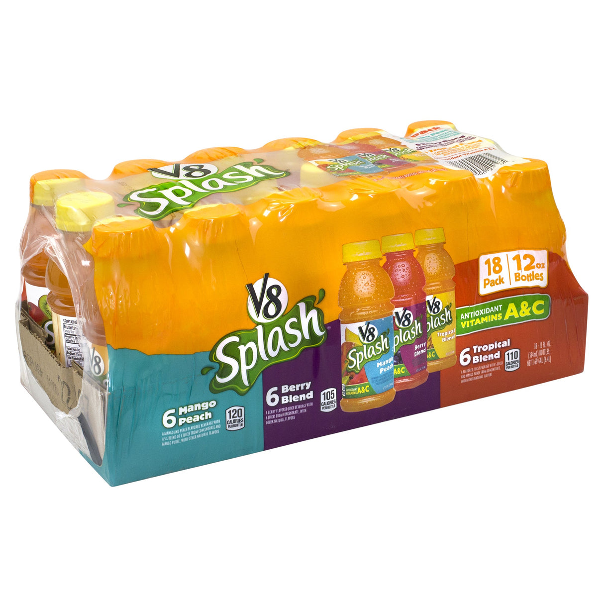 Juice, Assorted, Mango Peach/Berry Blend/Tropical Blend, Shelf-Stable, Single-Serve,18 - 12 FLUID