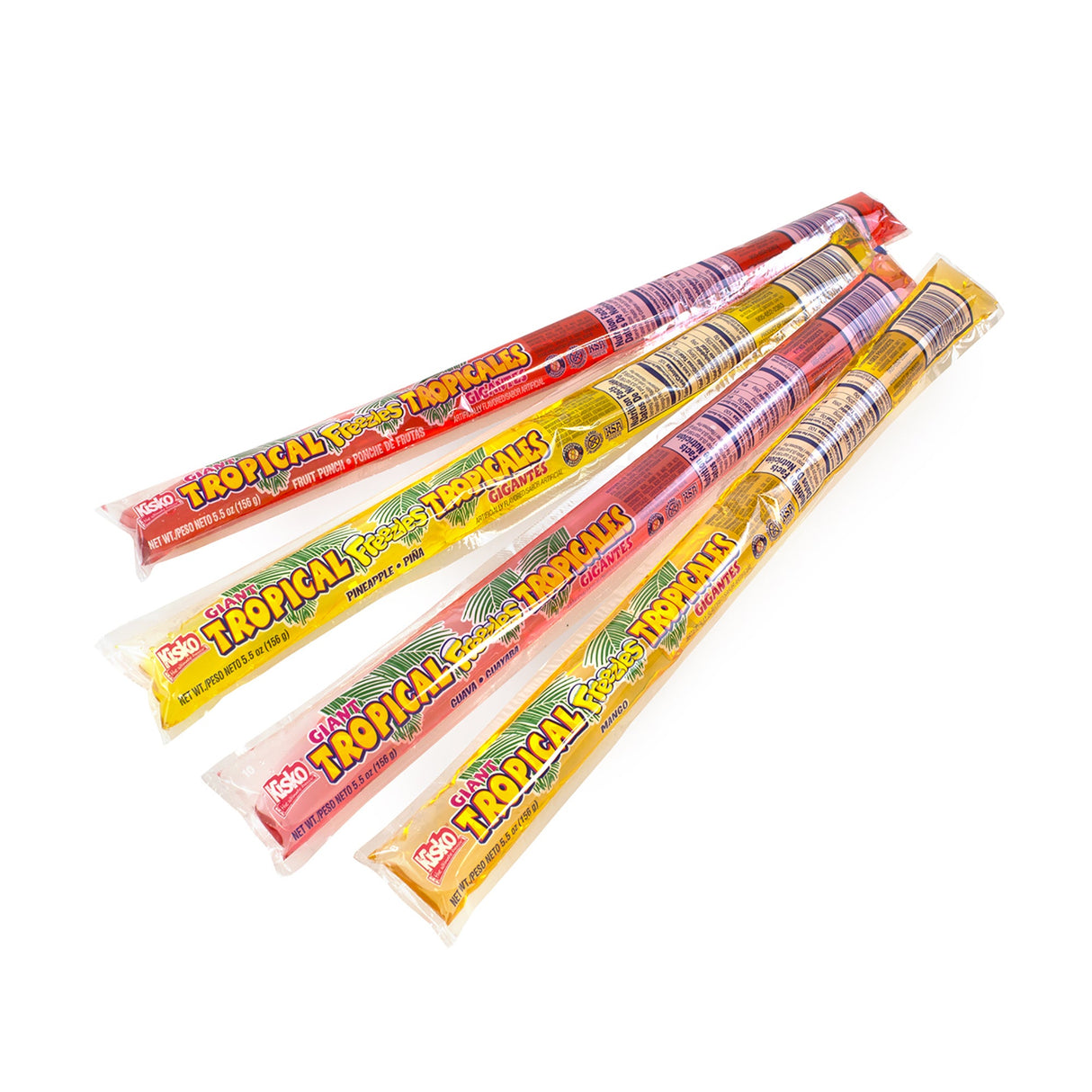 Popsicles, Tube, 4-Tropical Flavor Assortment, Large,50 - 5.5 FLUID