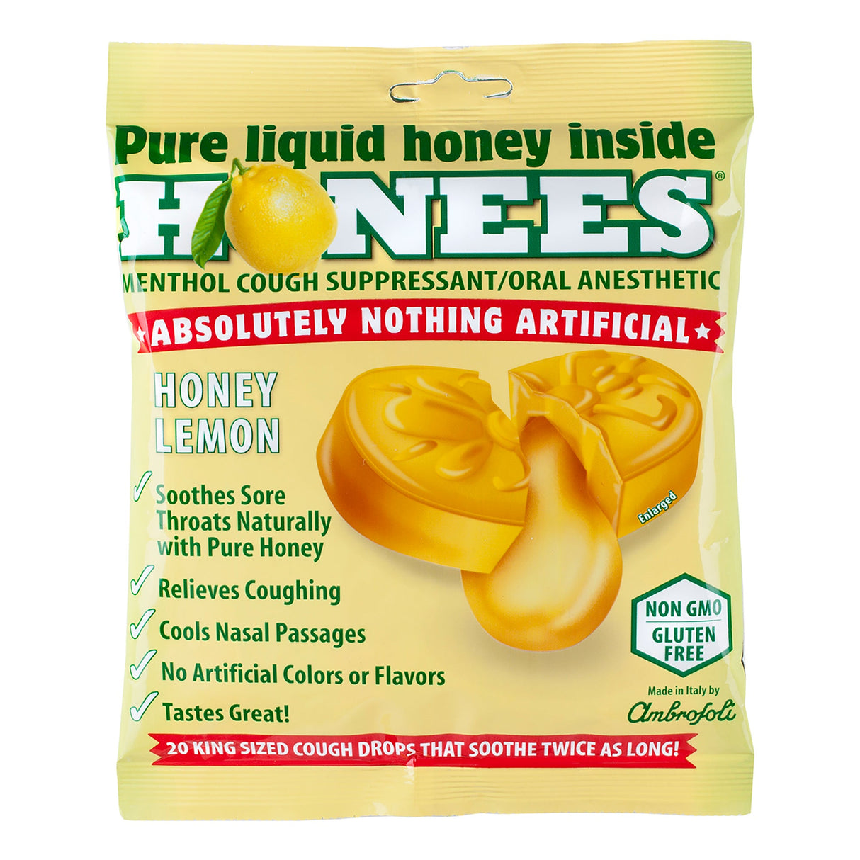 Cough Drops, Honey Lemon, with Menthol, Individually Wrapped,6 - 20 COUNT