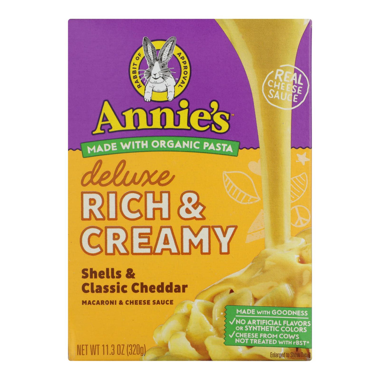 Entree, Macaroni & Cheese, Classic Cheddar, Shells, Dry, Rich & Creamy,12 - 11.3 OUNCE