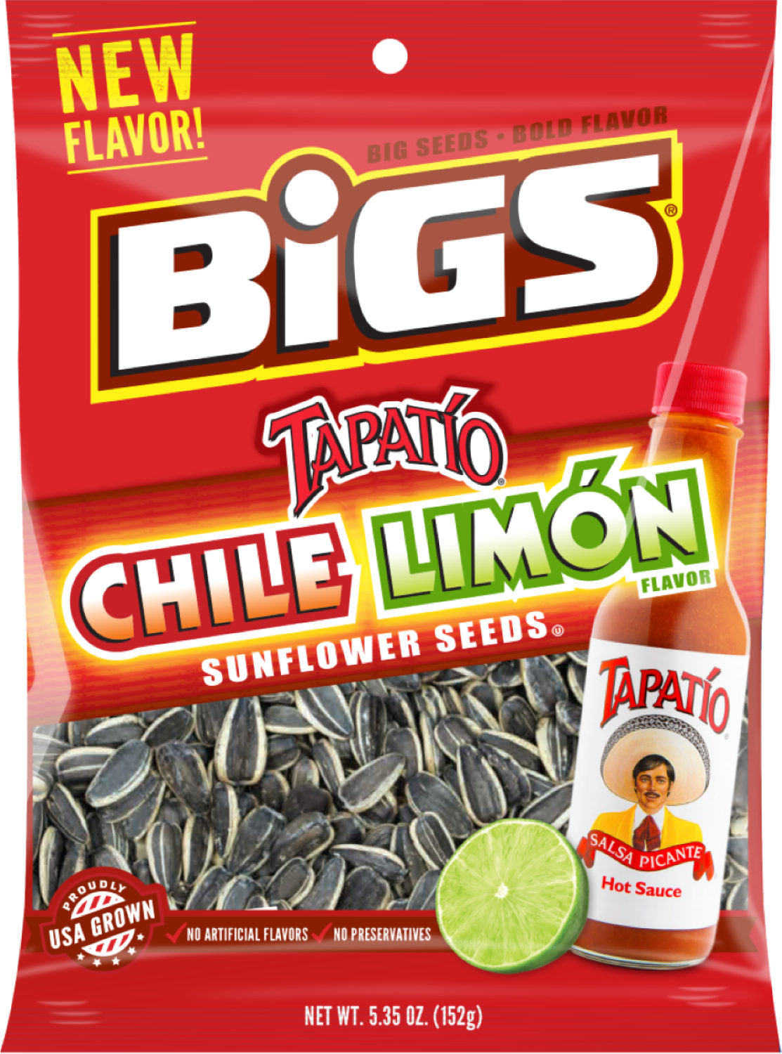 Seeds, Sunflower, Chile Limon, with Tapatio Hot Sauce, Resealable Bag, 5.35 Ounce,12 - 1 COUNT