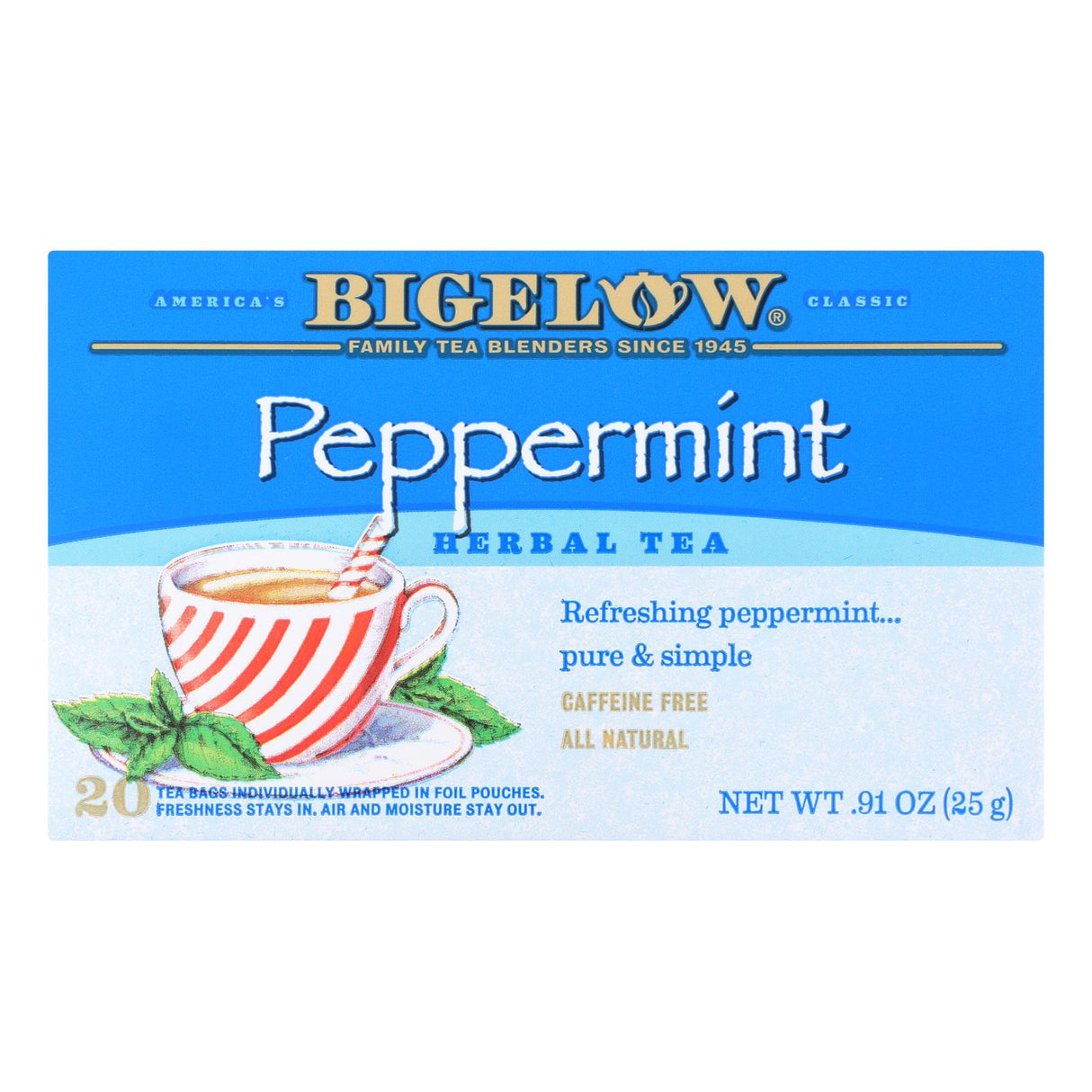 Tea, Herbal, Purely Peppermint, Individualy Wrapped with String,6 - 20 COUNT