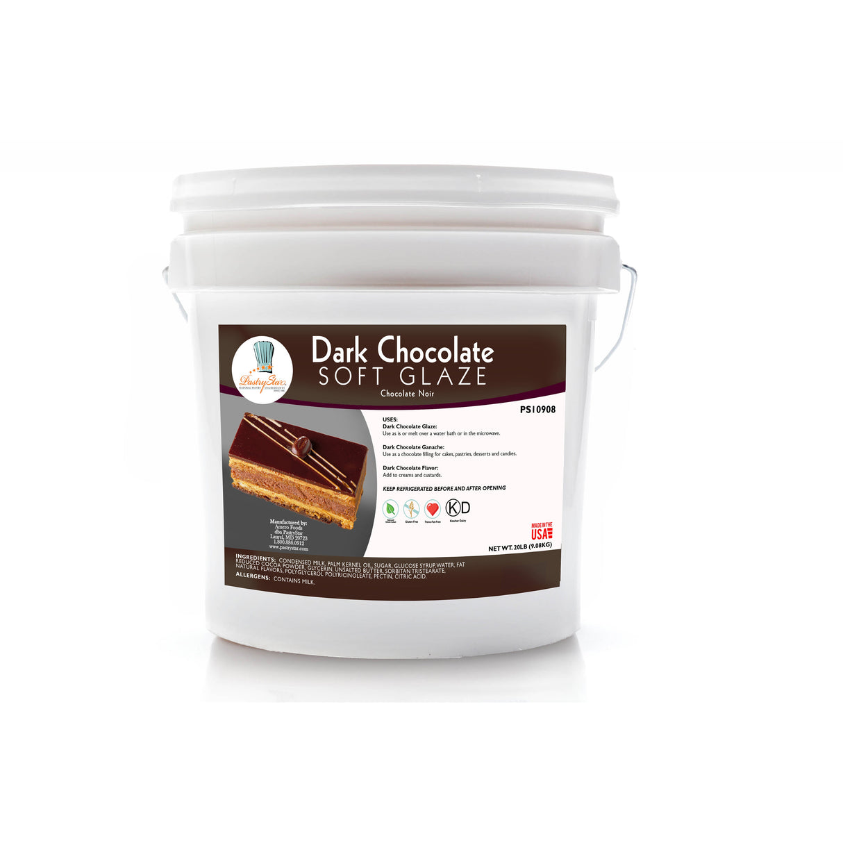 Glaze, Dark Chocolate, Ready-to-Use, Shelf-Stable,1 - 20 POUND
