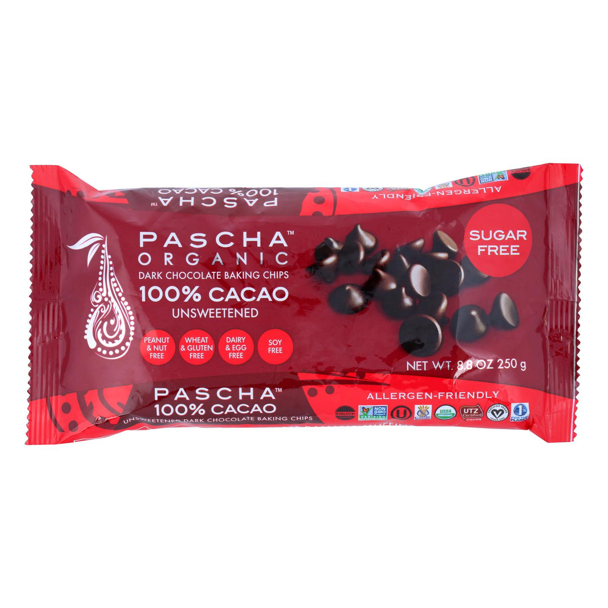 Baking Chips, Dark Chocolate, 100% Cacao,6 - 8.8 OUNCE