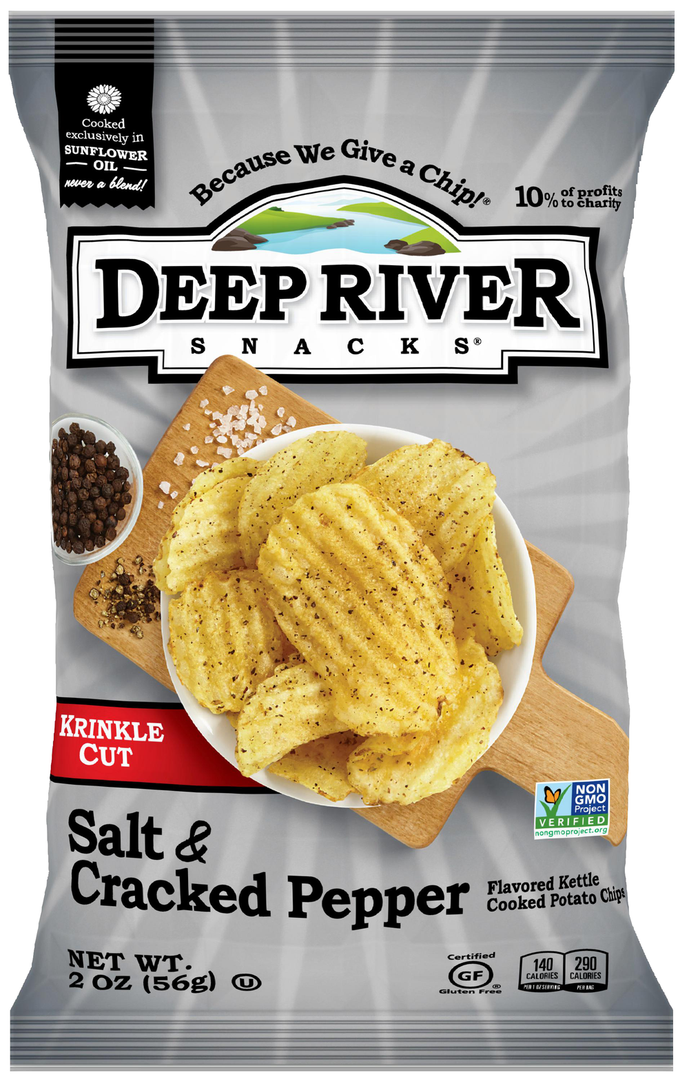 Chips, Potato, Kettle, Salt & Cracked Pepper, Krinkle Cut, Single-Serve,24 - 2 OUNCE