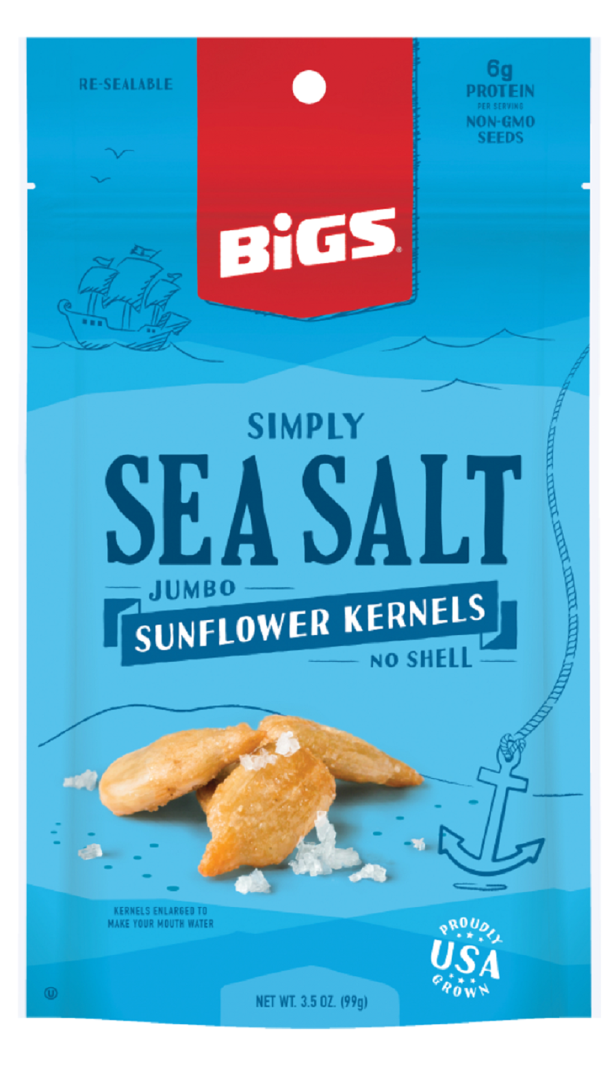 Kernels, Sunflower, Sea Salt, Shelled, Resealable Bag, 3.5 Ounce,6 - 6 COUNT