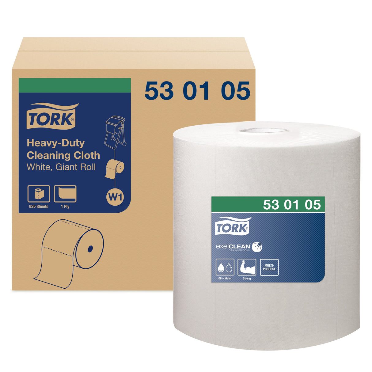 Towels, Giant Roll, 1-Ply, Heavy-Duty Spunlace, White, 12.6 x 13.5 Inch,1 - 825 COUNT