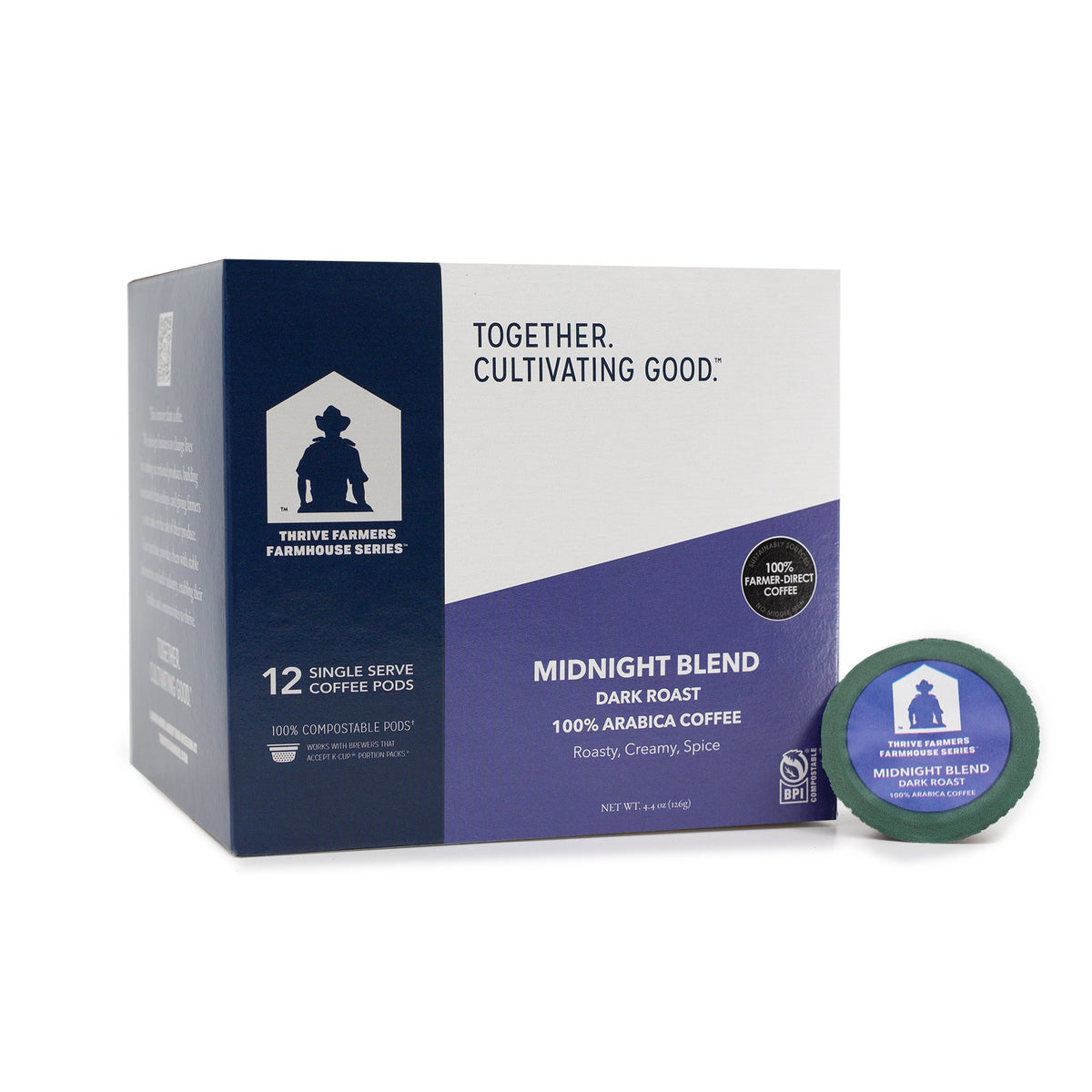 Coffee, Ground, Midnight Blend, Single-Serve Pods, Compostable,4 - 12 COUNT