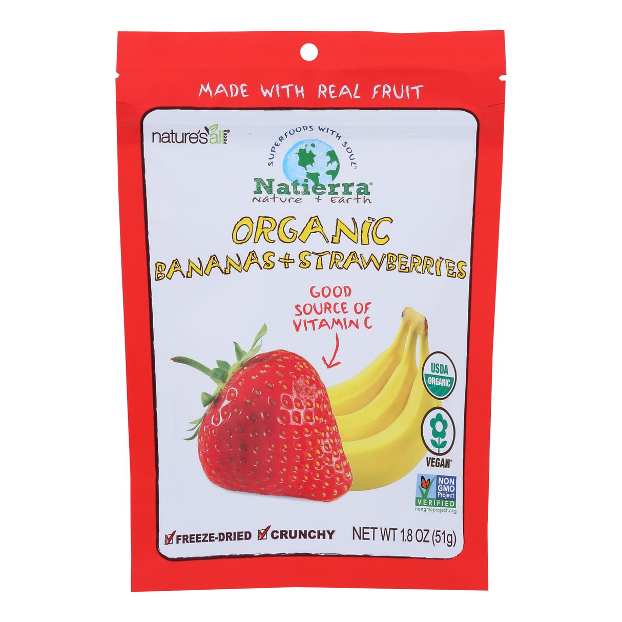 Bananas & Strawberries, Freeze Dried, Organic,12 - 1.8 OUNCE