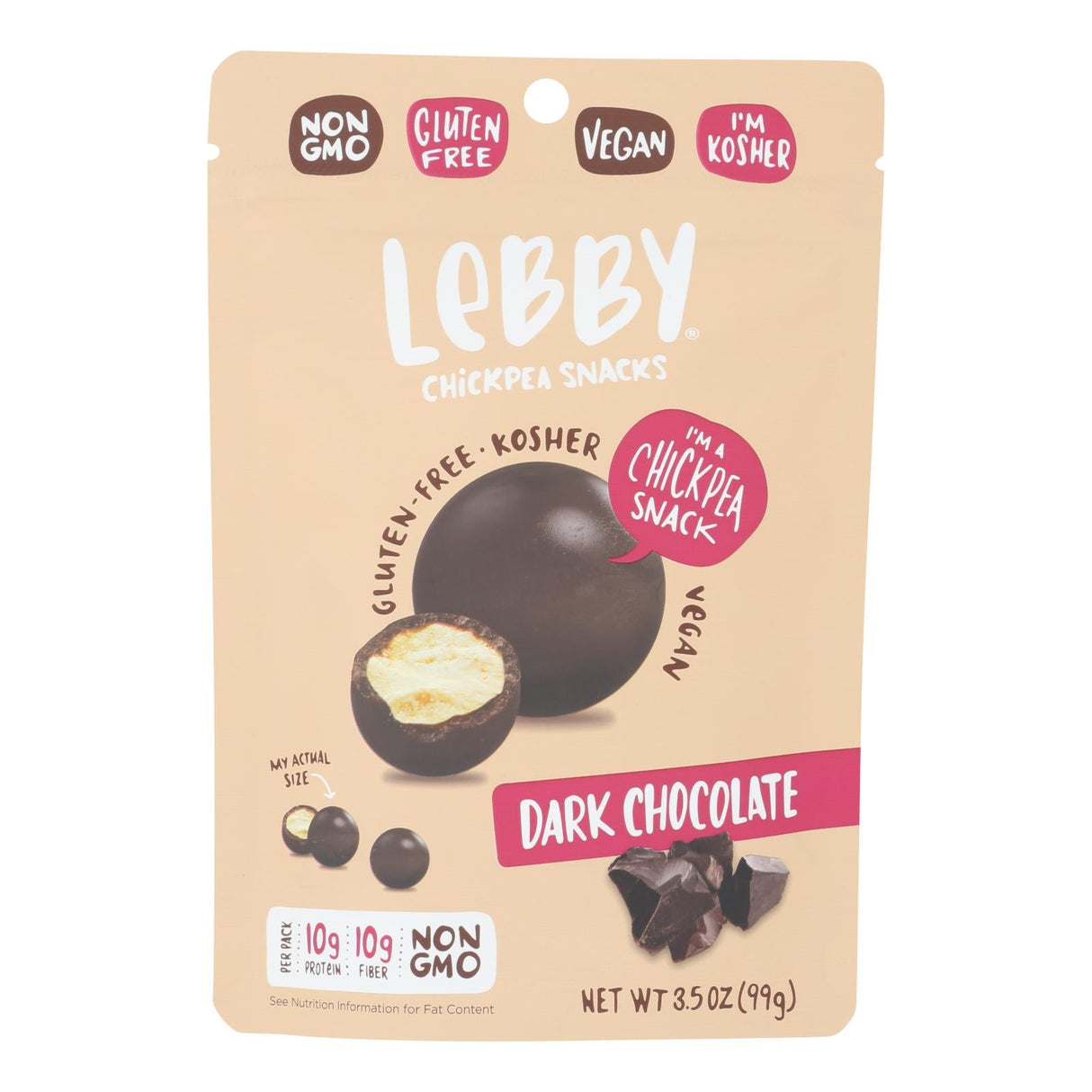 Snacks, Chickpea, Dark Chocolate-Covered,6 - 3.5 OUNCE