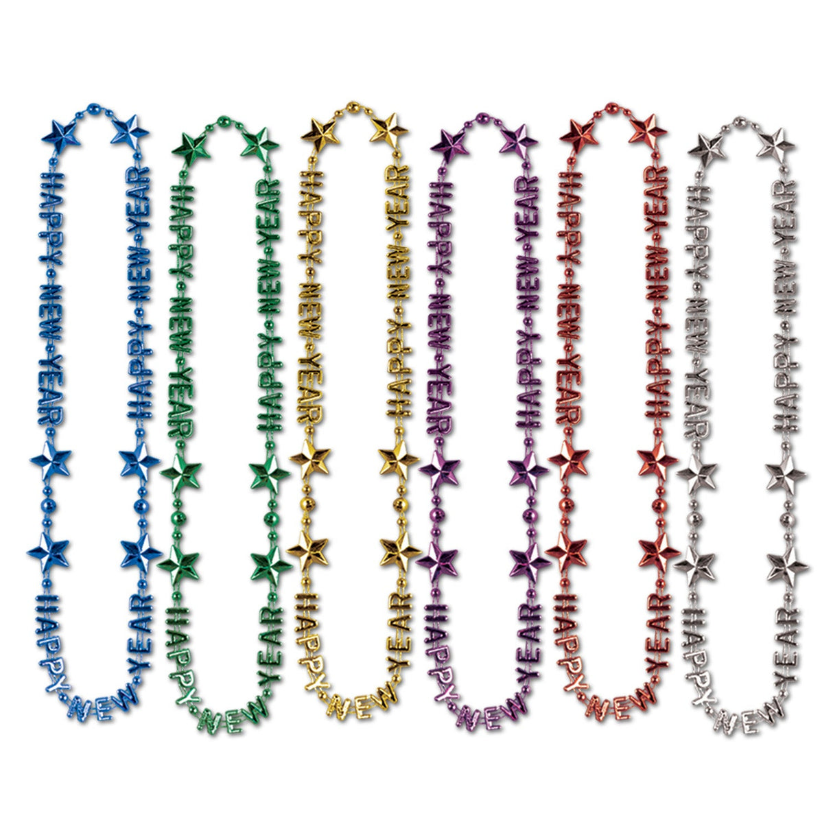 Necklaces, Beaded, Happy New Year, Assorted Color, 36 Inch,1 - 12 COUNT