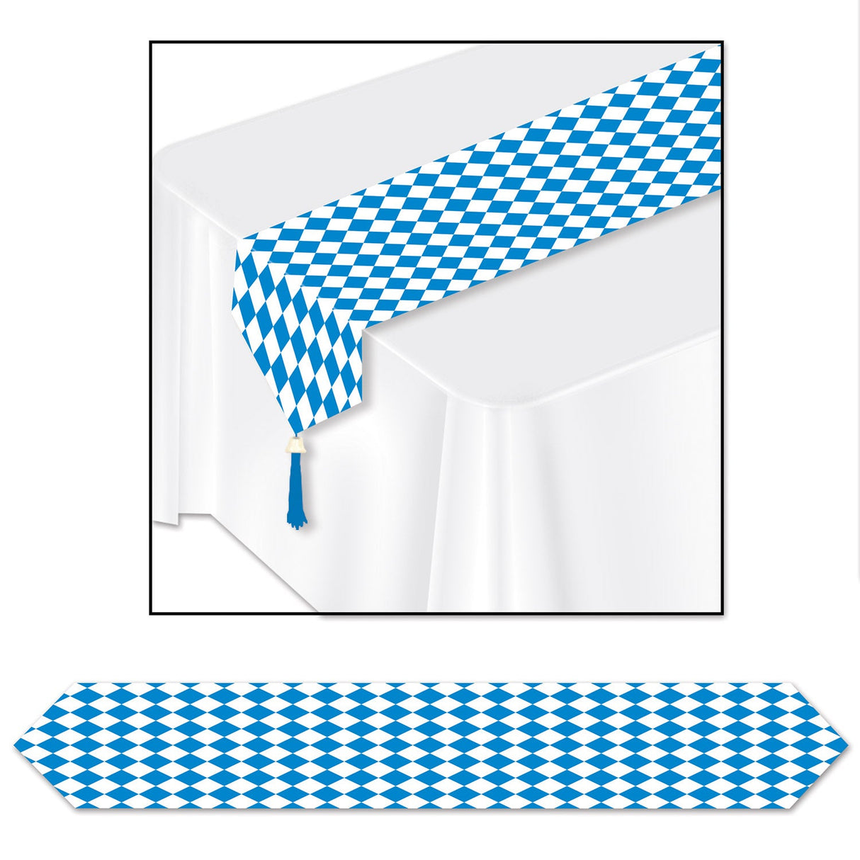 Table Runners, Blue & White, Oktoberfest, 11 Inch x 6 Foot,1 - 12 COUNT