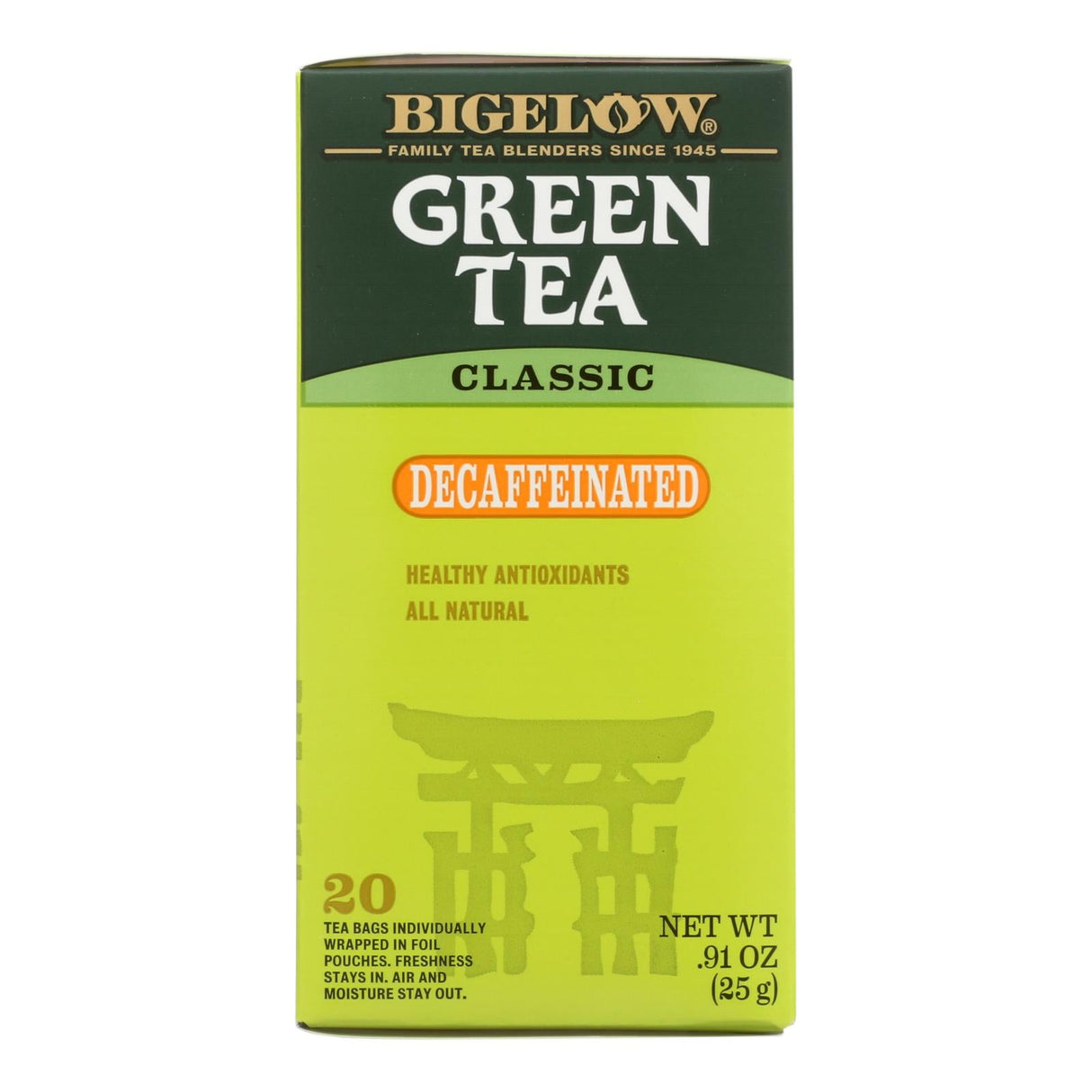 Tea, Green, Decaffeinated, Individually Wrapped with String,6 - 20 COUNT