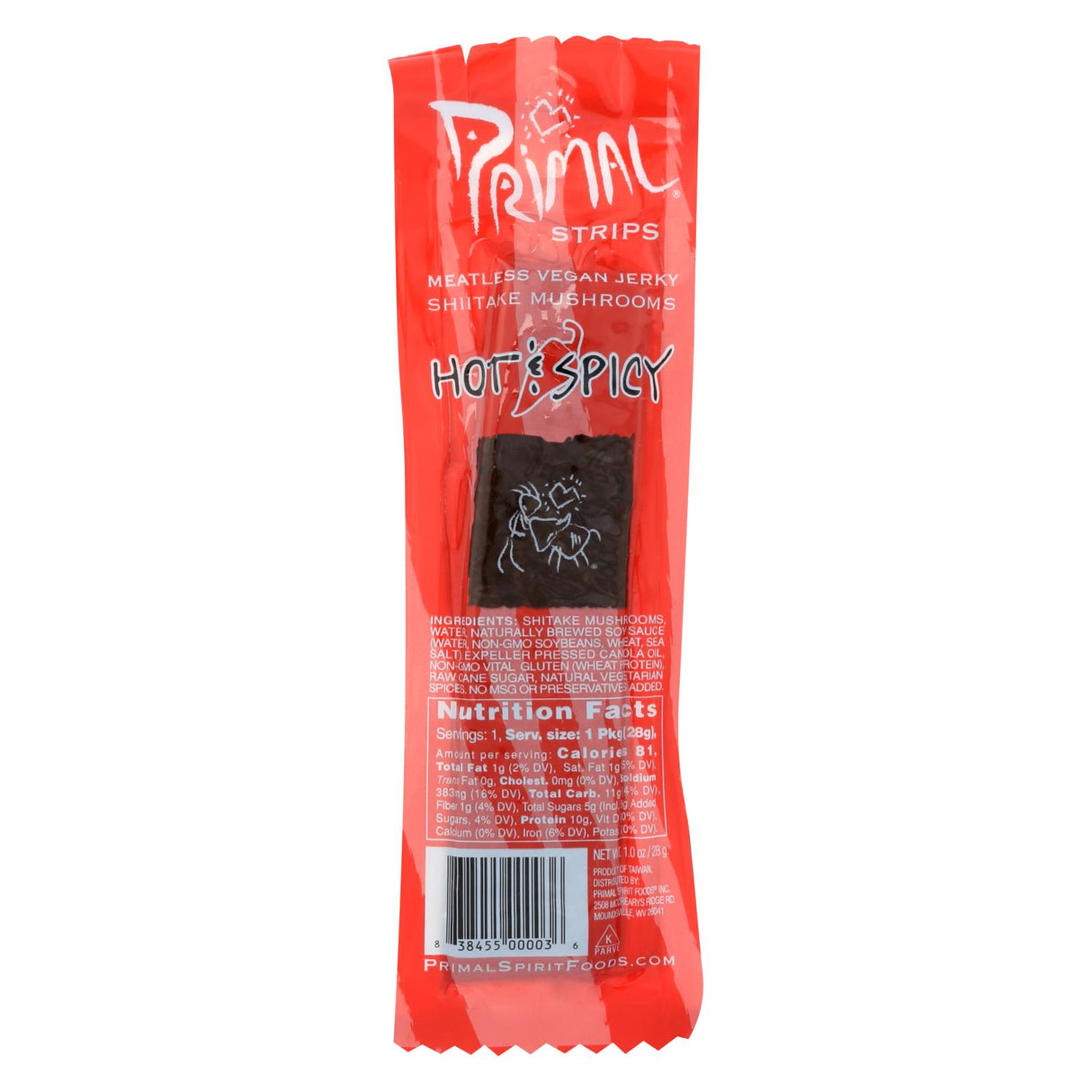 Mushroom Jerky, Hot & Spicy, Single-Serve, Individually-Wrapped,24 - 1 OUNCE