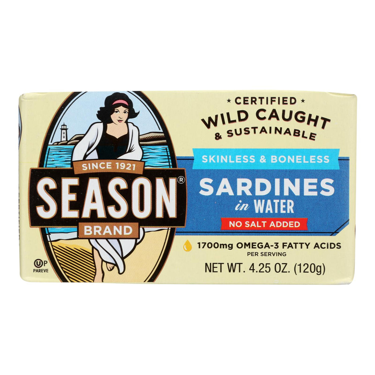 Sardines, Wild, Skinless & Boneless in Water, No Salt Added,12 - 4.25 OUNCE