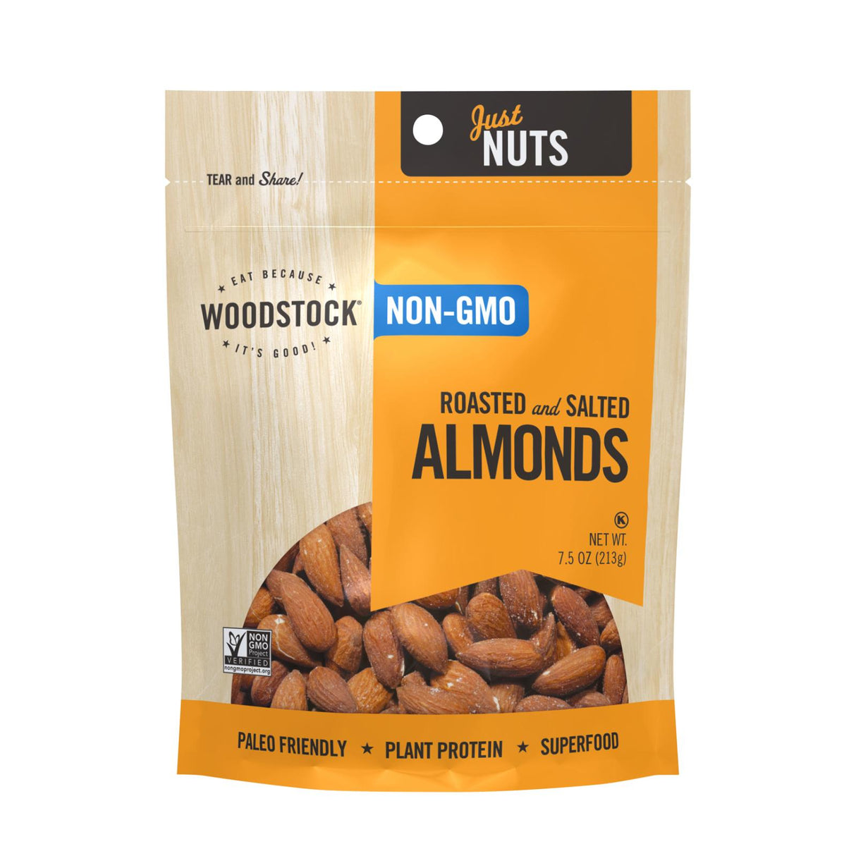 Almonds, Whole, Roasted & Salted,8 - 7.5 OUNCE