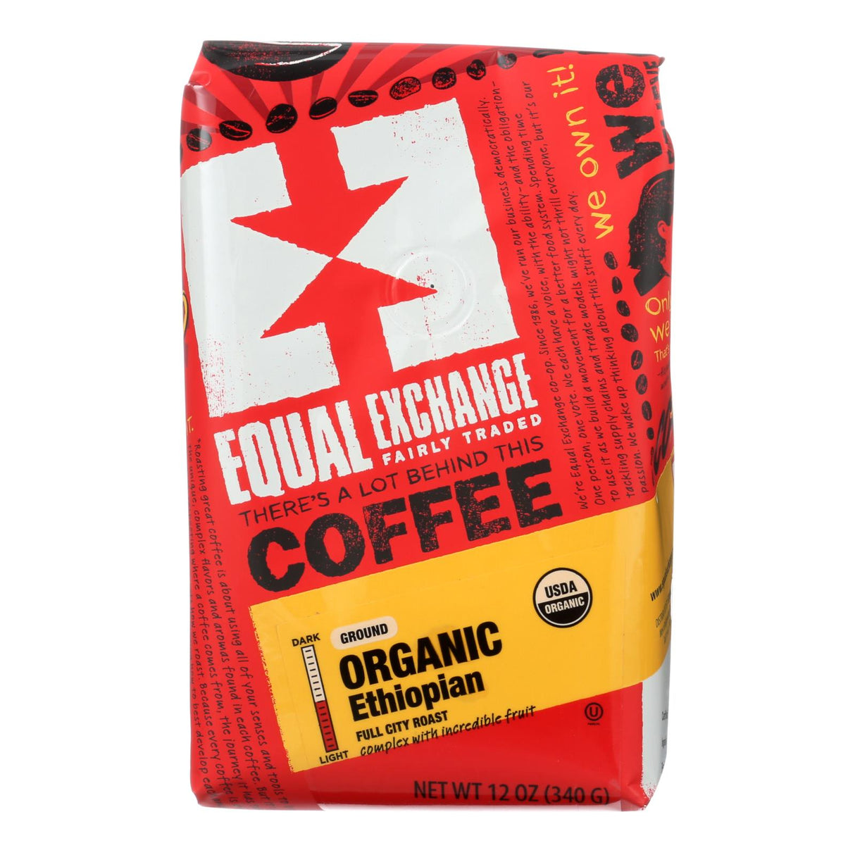 Coffee, Ground, Ethiopian, Fair Trade Organic Full City Roast,6 - 12 OUNCE