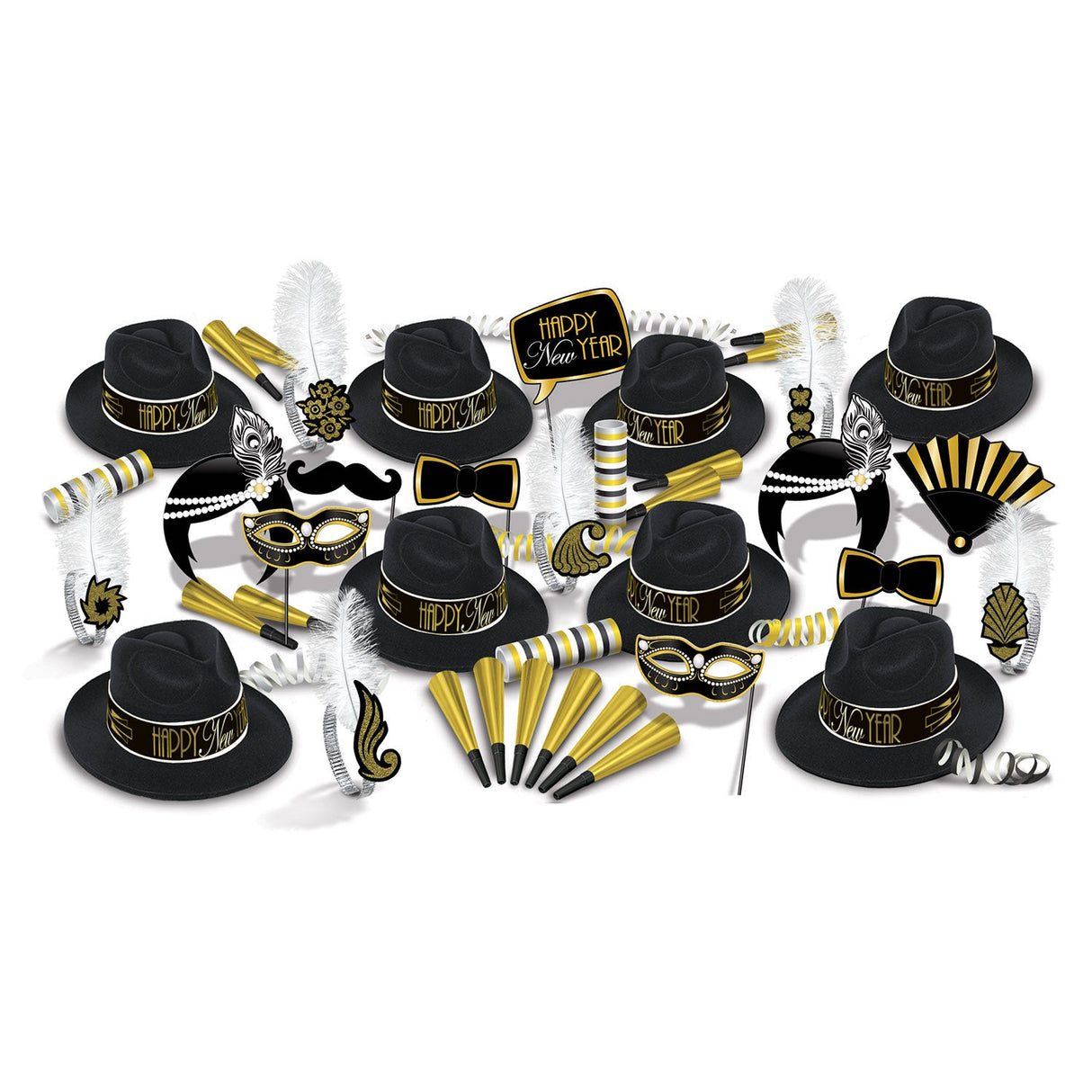 Party Assortment, 1920's, Happy New Year, with Hats/Masks/Horns, for 50,1 - 1 EACH