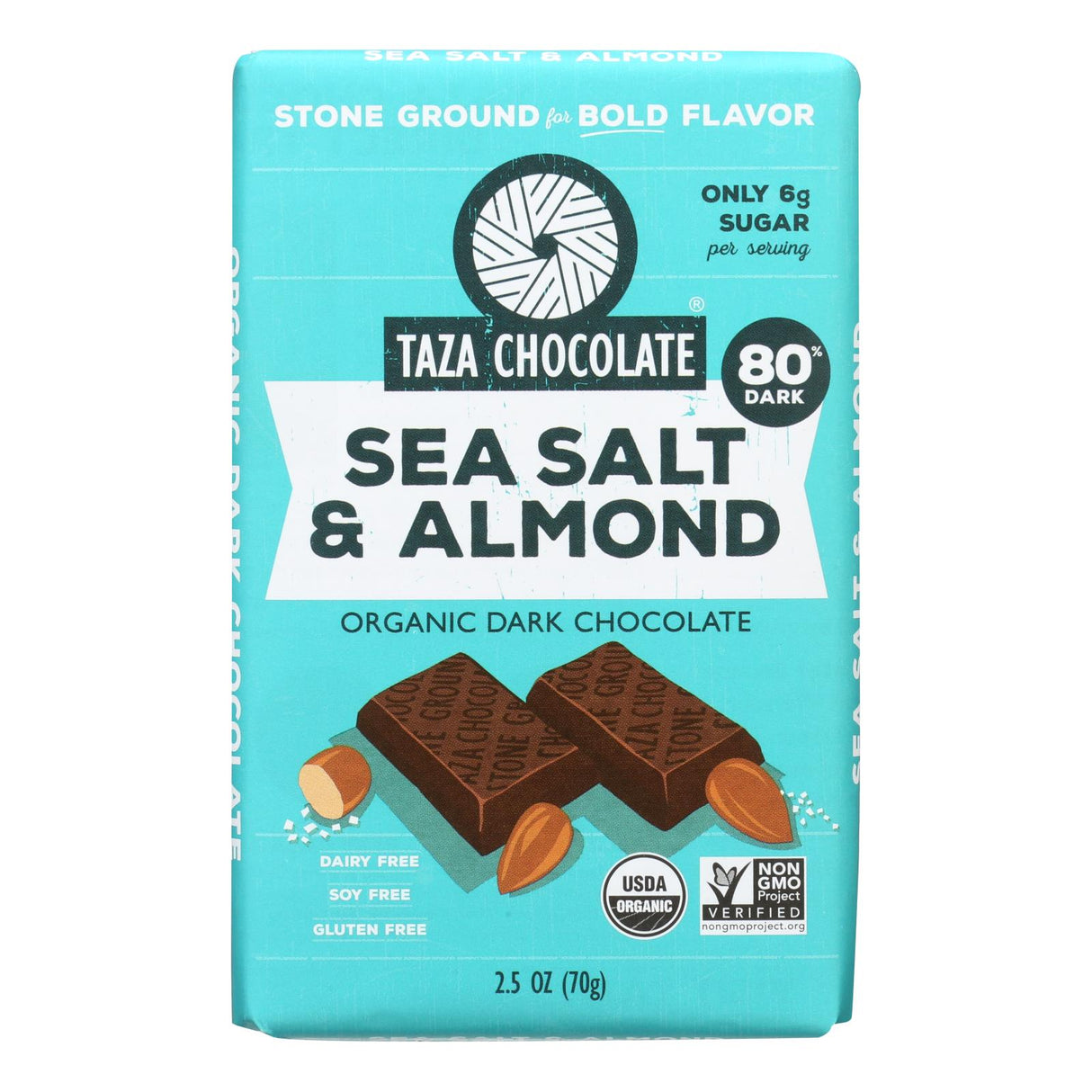 Candy Bars, Dark Chocolate, Sea Salt & Almond,10 - 2.5 OUNCE