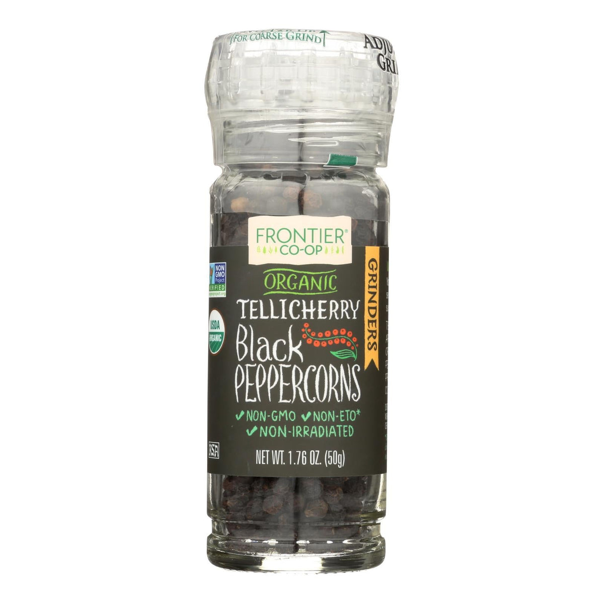 Peppercorns, Black, Tellicherry, Grinder,6 - 1.76 OUNCE