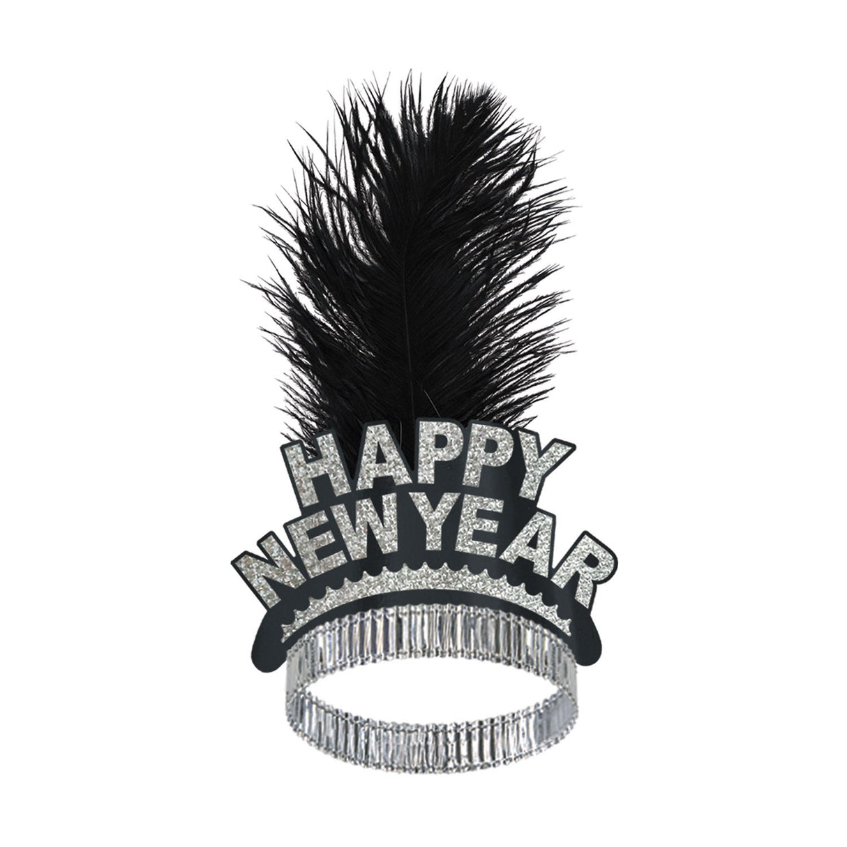 Hats, Tiara, Swing, Happy New Year, Black & Silver,1 - 50 COUNT