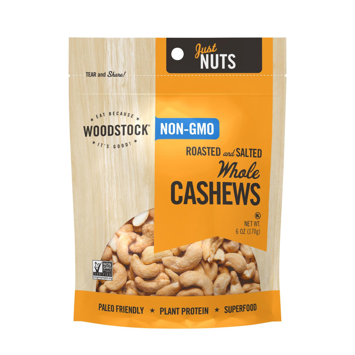 Cashews, Whole, Roasted & Salted,8 - 6 OUNCE
