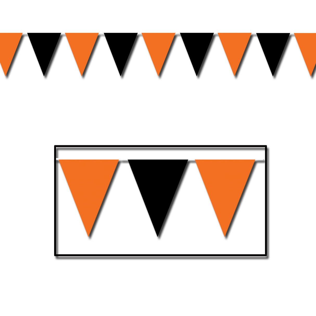Banners, Pennant, Orange & Black, Halloween, 17 Inch x 30 Foot, All-Weather,1 - 12 COUNT