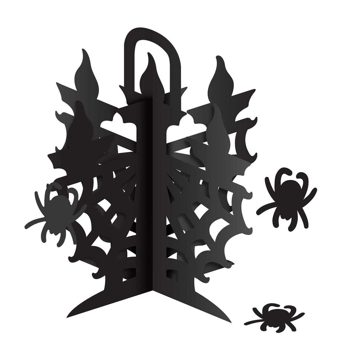 Decorations, Centerpiece, Candelabra, Halloween, Black, 11.50 Inch, with 3 Spiders,1 - 12 COUNT
