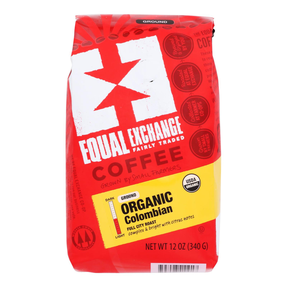 Coffee, Ground, Columbian, Fair Trade Organic Full City Roast,6 - 12 OUNCE