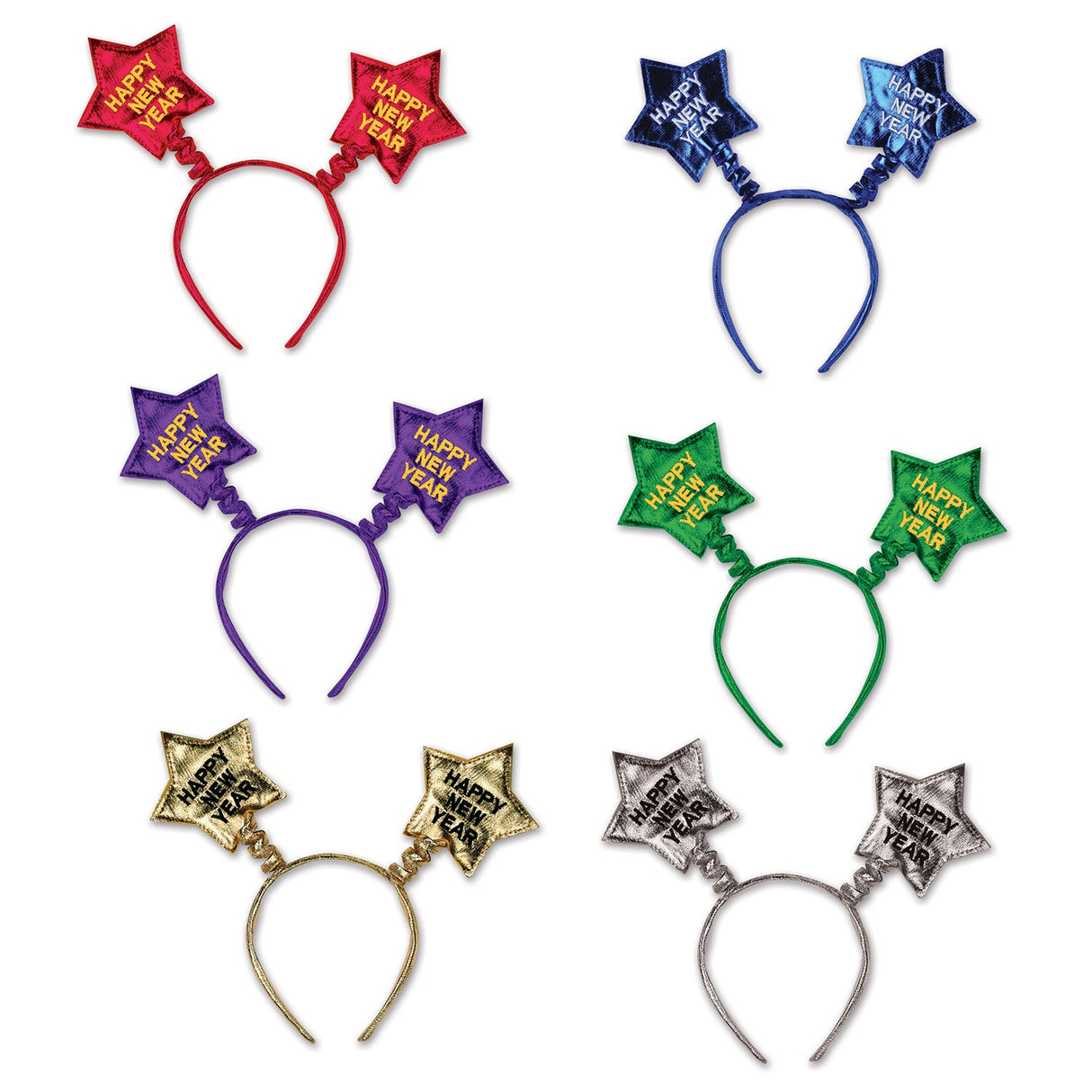 Headbands, Bopper, Star, Happy New Year, Assorted Color,1 - 12 COUNT