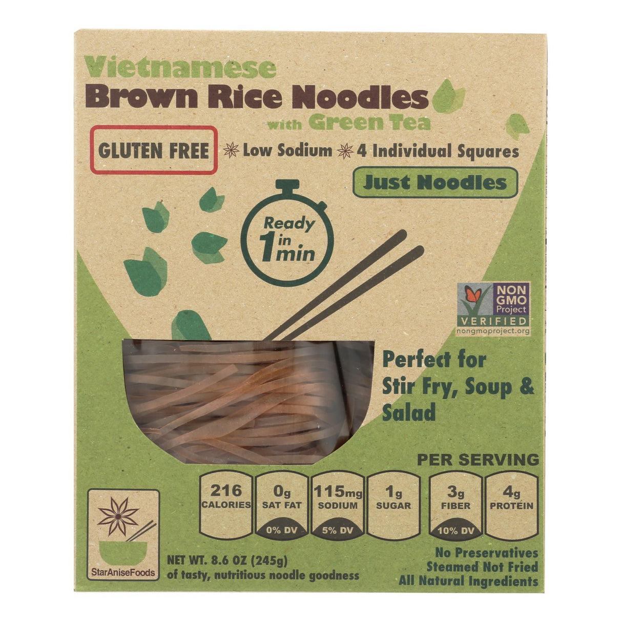 Noodles, Brown Rice, with Green Tea,6 - 8.6 OUNCE