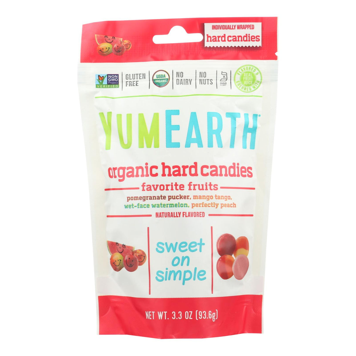 Hard Candies, Assorted Flavor, Pomegranate/Mango/Watermelon/Peach, Individually-Wrapped,6 - 3.3 OUNCE