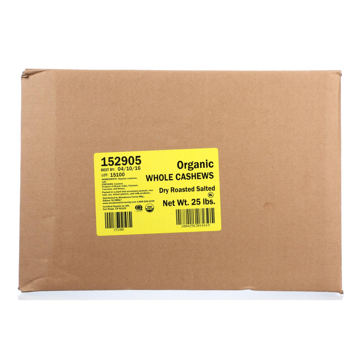 Cashews, Whole, Roasted & Salted,1 - 25 POUND