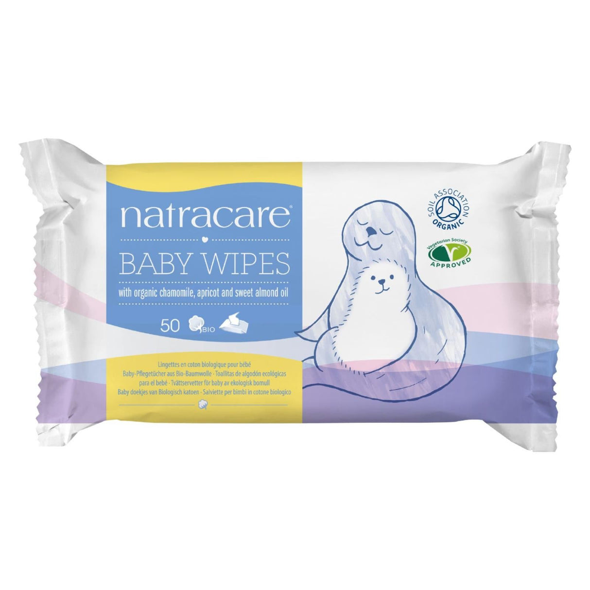 Baby Wipes, Scented, with Chamomile/Apricot/Sweet Almond Oil, Soft Pack,1 - 50 COUNT
