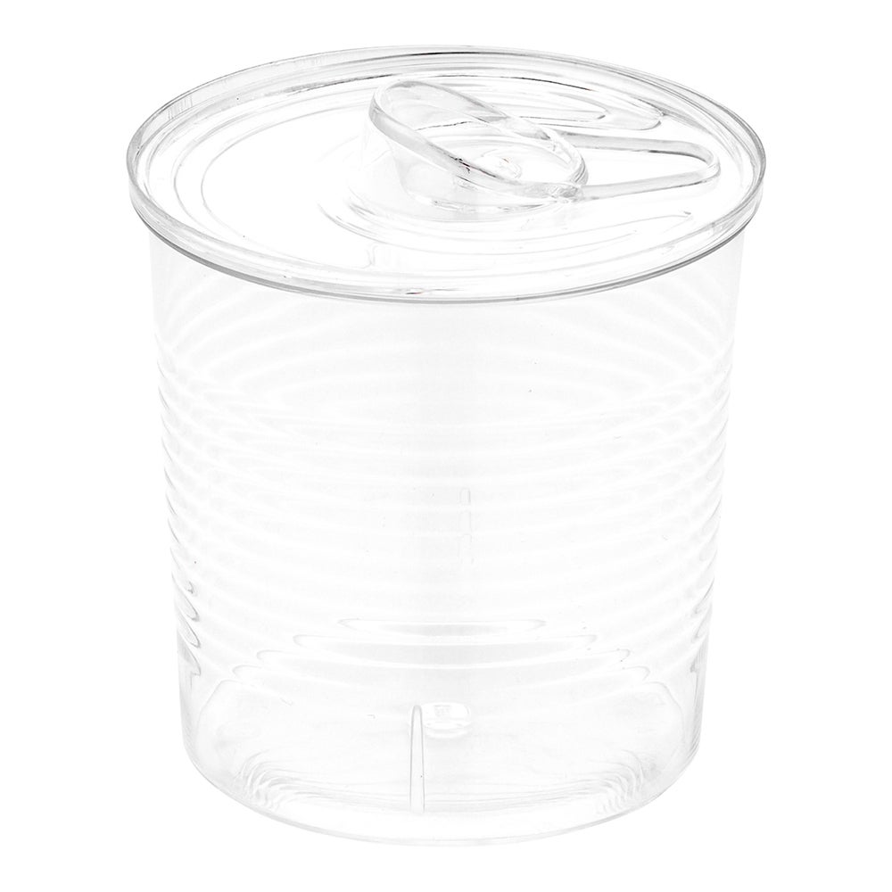 Container, 4 Ounce, Plastic, Clear, Tin Can-Design, 2.50 x 2.50 x 2.75 Inch,1 - 100 COUNT