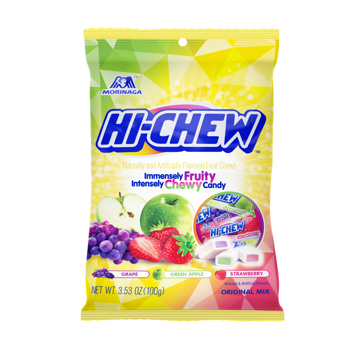 Candy, Chewy, Grape/Green Apple/Strawberry, Peg Bag,6 - 3.53 OUNCE