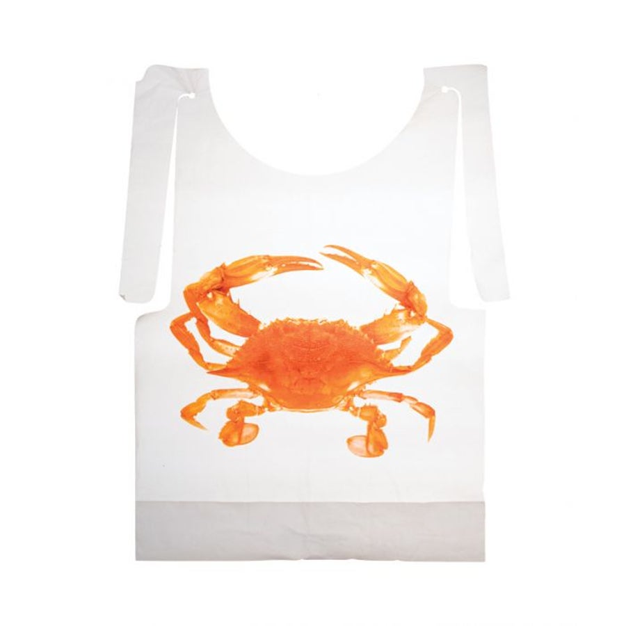 Bibs, Adult, Disposable, Crab Design, 15 x 17 Inch, Plastic,12 - 12 COUNT
