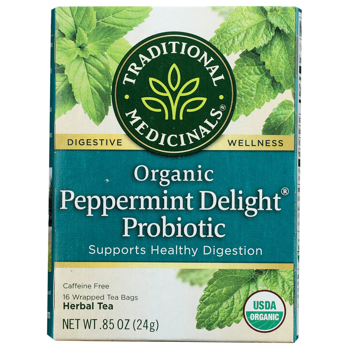 Tea, Herbal, Peppermint, with Probiotics, Individually Wrapped with String,6 - 16 COUNT